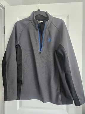 Spyder Charcoal and Blue Half-Zip Pullover Size XXL